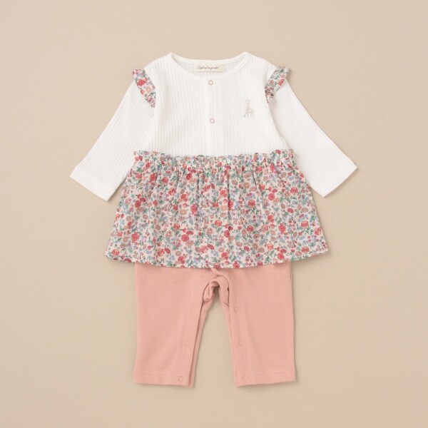 フラワースカートつきカバーオール【日本製】