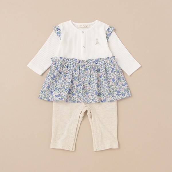 フラワースカートつきカバーオール【日本製】