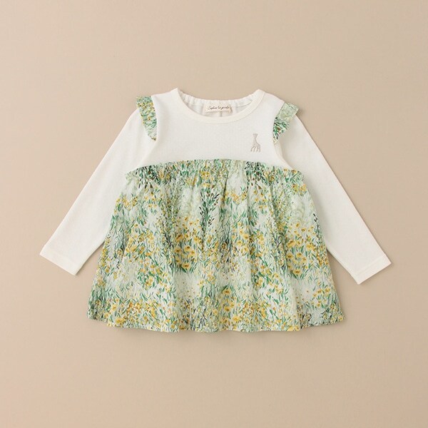 フラワー柄切替チュニック【日本製】