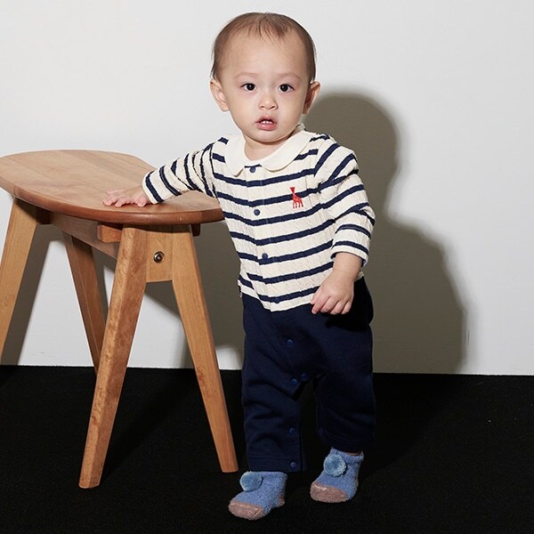 ジャカードボーダーカバーオール【日本製】