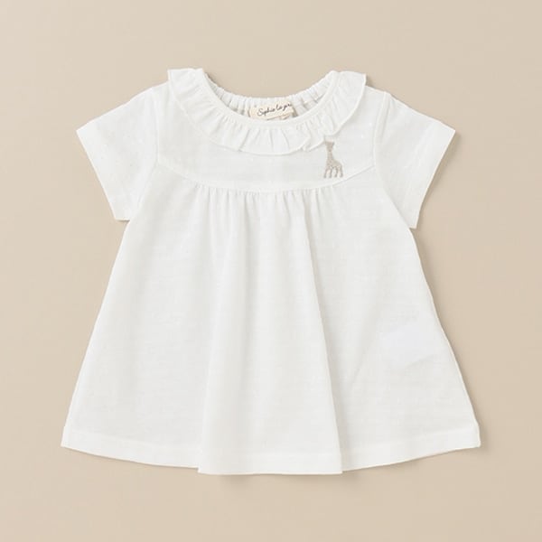 衿フリル半袖Tシャツ【日本製】