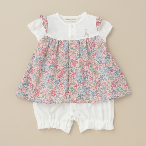 小花柄ショートオール【日本製】