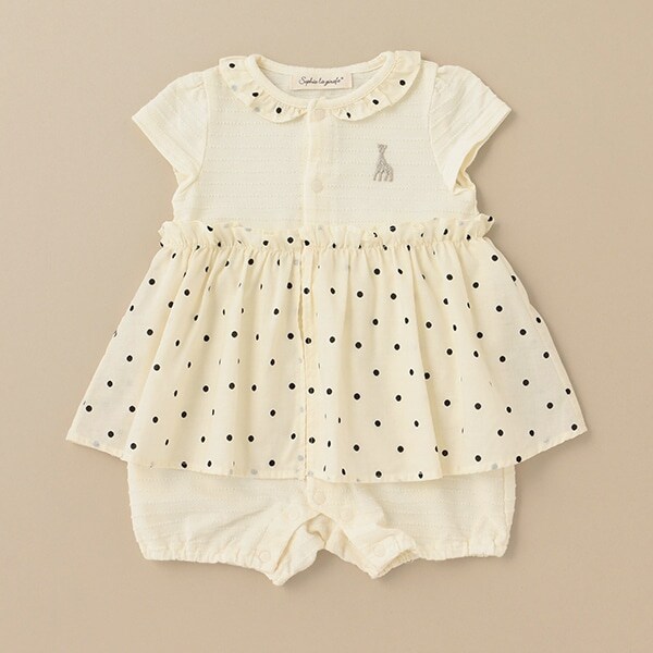 ドット柄ショートオール【日本製】