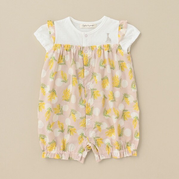 ミモザ柄ショートオール【日本製】