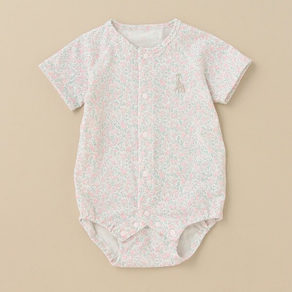 花柄プリントボディスーツ【日本製】