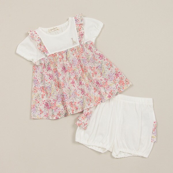 ブーケ柄ベビースーツ【日本製】