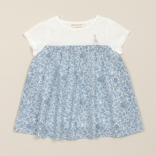 小花柄ドッキングチュニック【日本製】