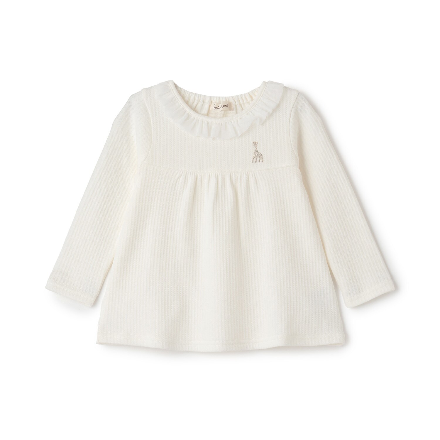 衿フリル長袖Tシャツ【日本製】