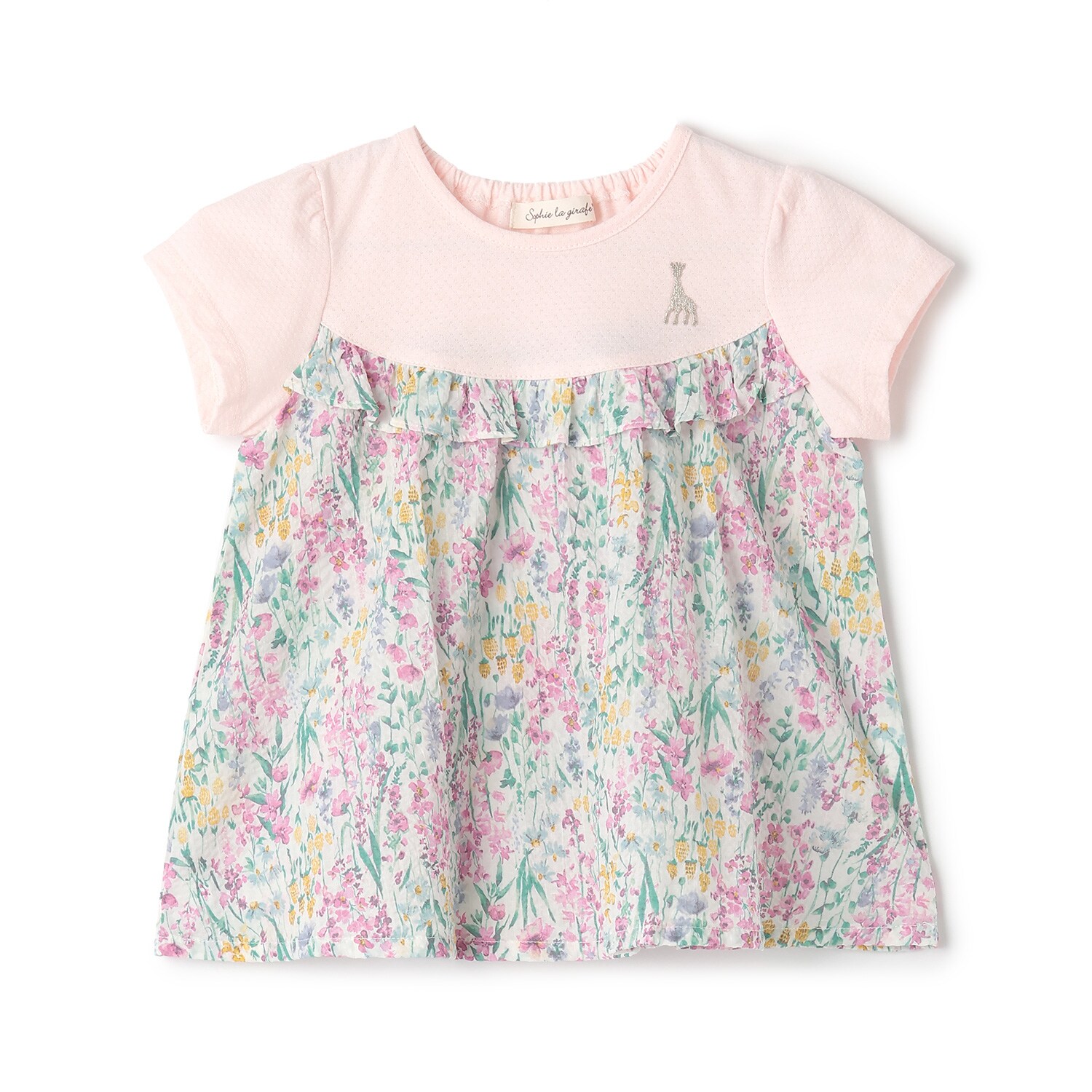 リップル花柄半袖チュニック