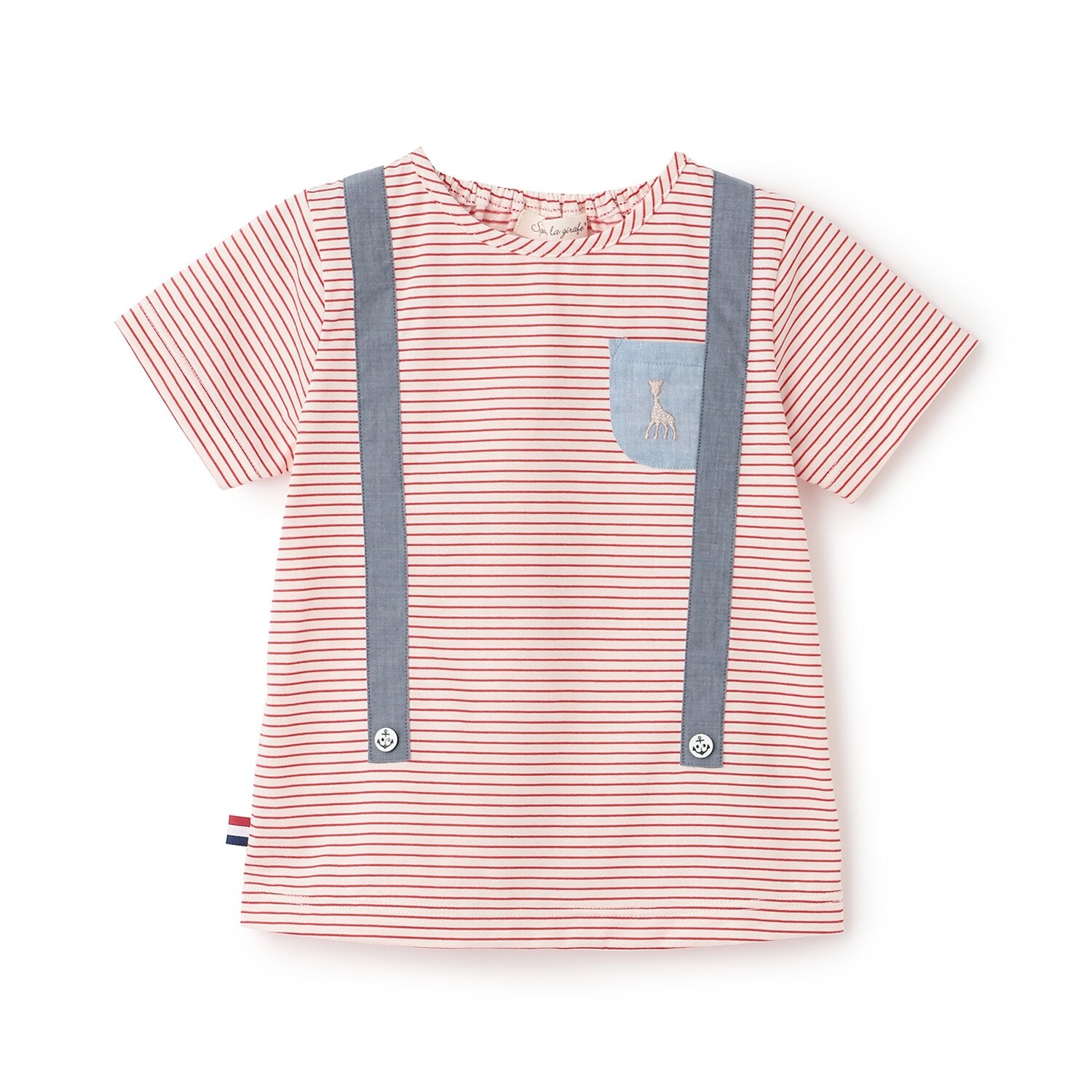 ボーダーサスペンダー半袖Ｔシャツ【日本製】