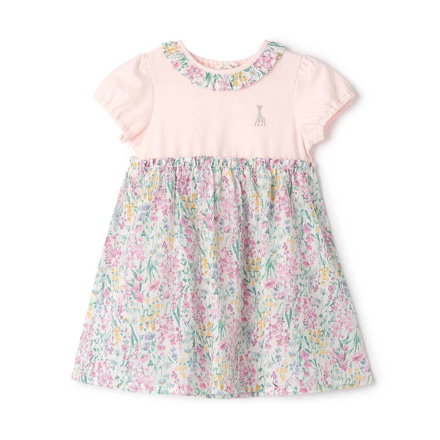 リップル花柄半袖ワンピース