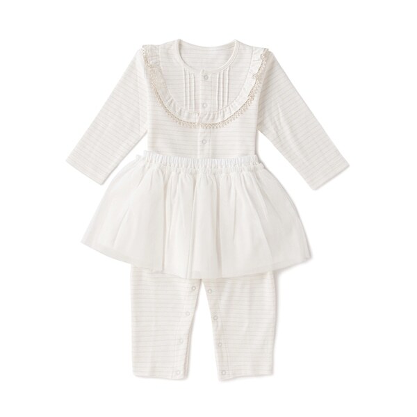 【KISETTE】 ラメスムースボーダーカバーオール【日本製】