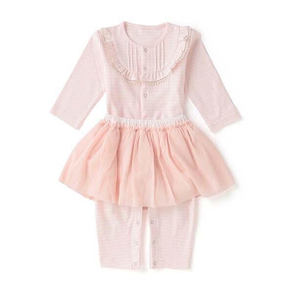 【KISETTE】 ラメスムースボーダーカバーオール【日本製】