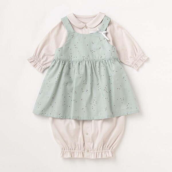 【KISETTE】星柄ローンエプロンつき兼用ドレス【日本製】