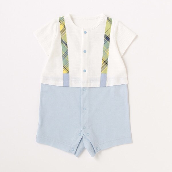【KISETTE】半袖チェックサスペンダーショートオール【日本製】