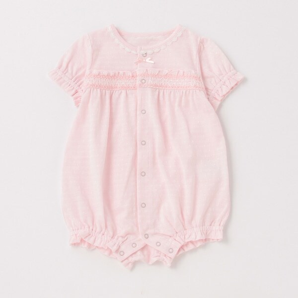 【KISETTE】半袖スモッキングロンパース【日本製】