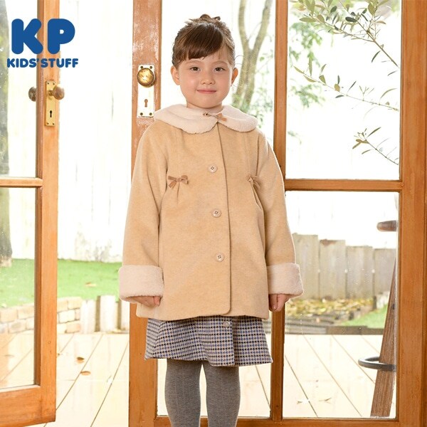 ティペット付きラメパイル起毛コート(100～130)