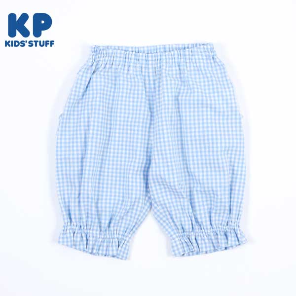 うさぎ柄レース後ろフリルの6分丈ギンガムパンツ