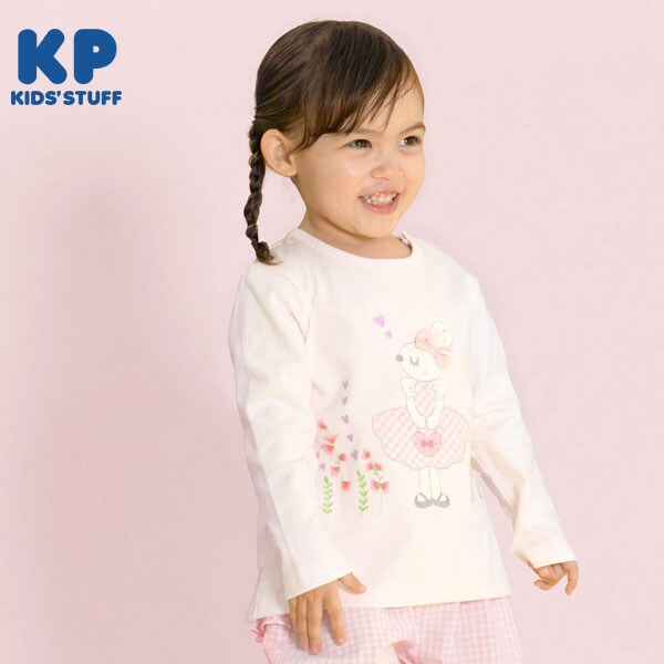 スイートピーうさぎの長袖Tシャツ(90)