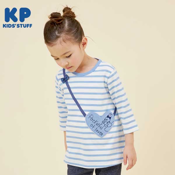 ハートポシェットの７分袖チュニック(100～130)