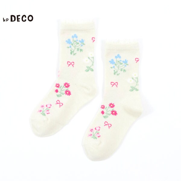 日本製/お花柄クルーソックス(15～23)