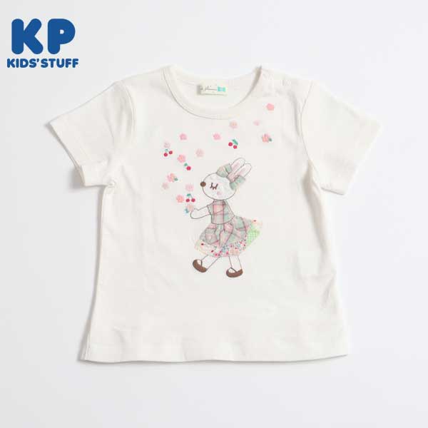 チェックのうさぎアップリケ半袖Tシャツ(80～90)