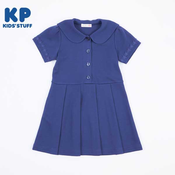 リップルポンチのセーラーカラー半袖ワンピース(120～130)