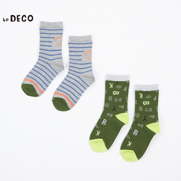 ボーダーとロゴ柄のソックス２足セット(11～23)