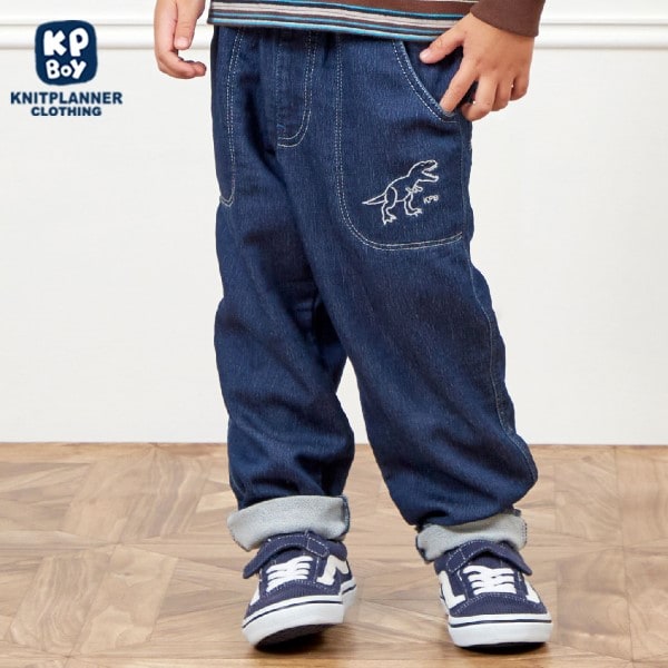 KPBOY 恐竜刺しゅうデニムニットパンツ(80～140)