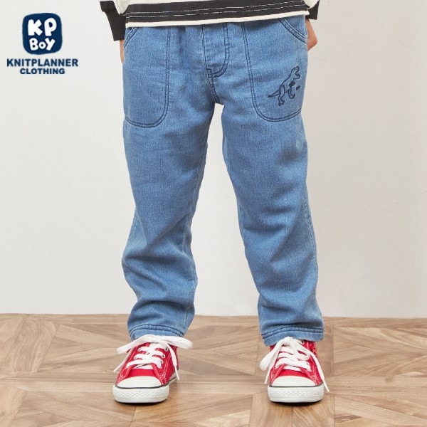 KPBOY 恐竜刺しゅうデニムニットパンツ(80～140)