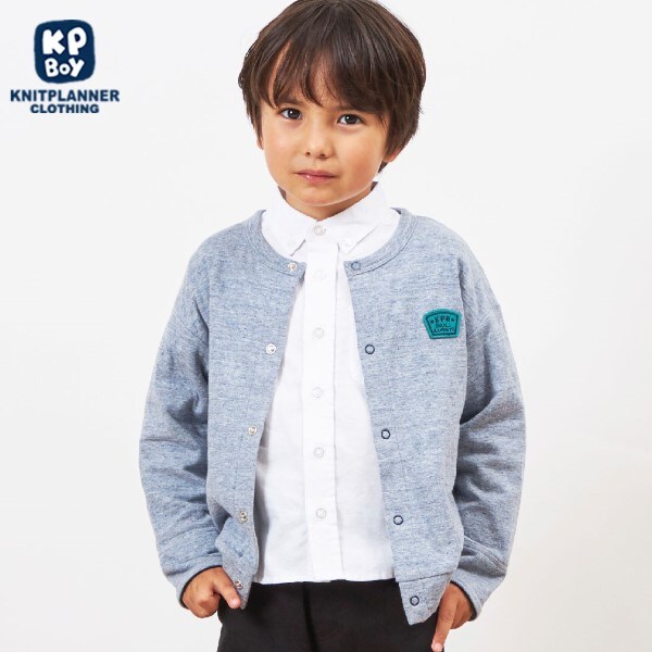 KPBOY 接結天竺裏ボーダーカーディガン(80～130)