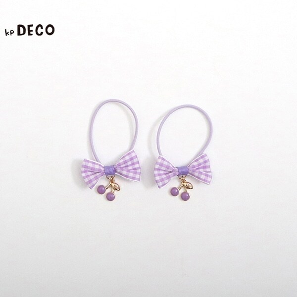 KPDECOチャーム付きリボンヘアゴム2個セット