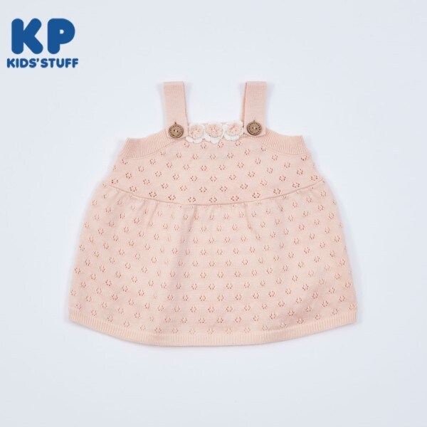 KP(ケーピー)透かし柄編み花付ニットジャンパースカート(Free)