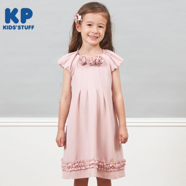 KP(ケーピー)巻き花付き半袖ワンピース(110～130)