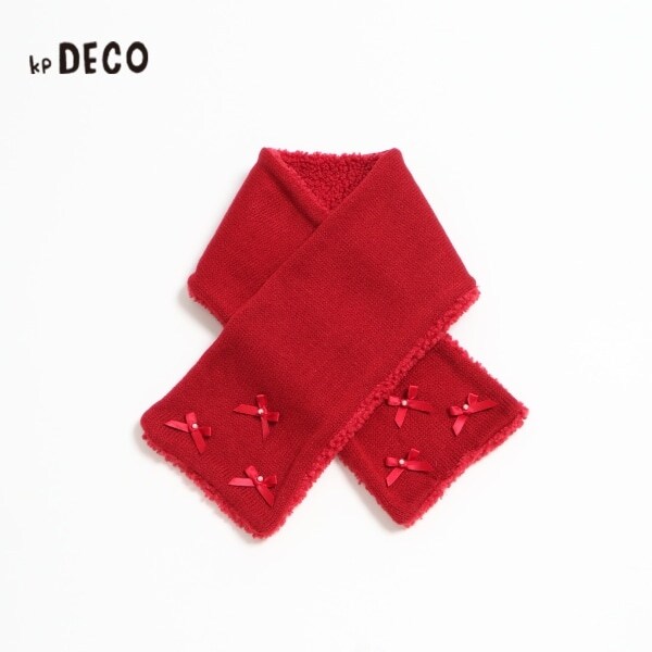 KPDECO(ケーピーデコ)パールリボン付きニットマフラー(S～M)