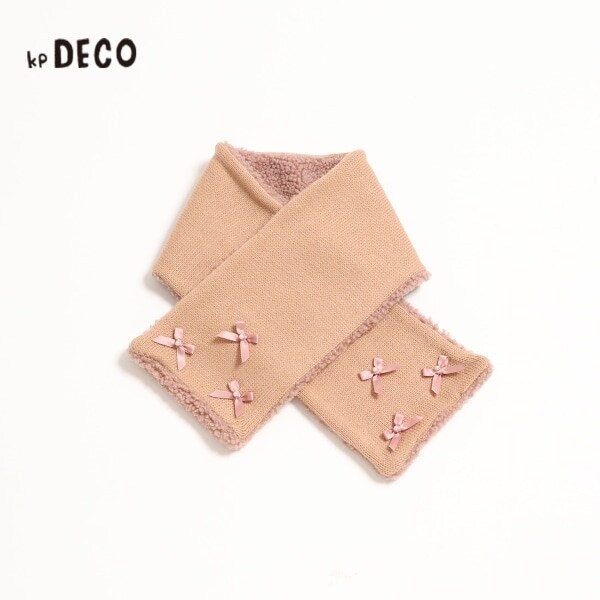 KPDECO(ケーピーデコ)パールリボン付きニットマフラー(S～M)