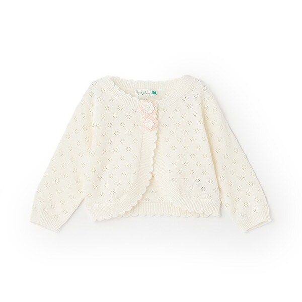 KP(ケーピー)透かし柄編み花付きニットボレロ(Free)