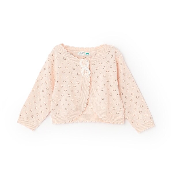 KP(ケーピー)透かし柄編み花付きニットボレロ(Free)