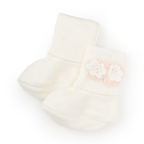 KP(ケーピー)編み花付きニットブーティ(9～11)