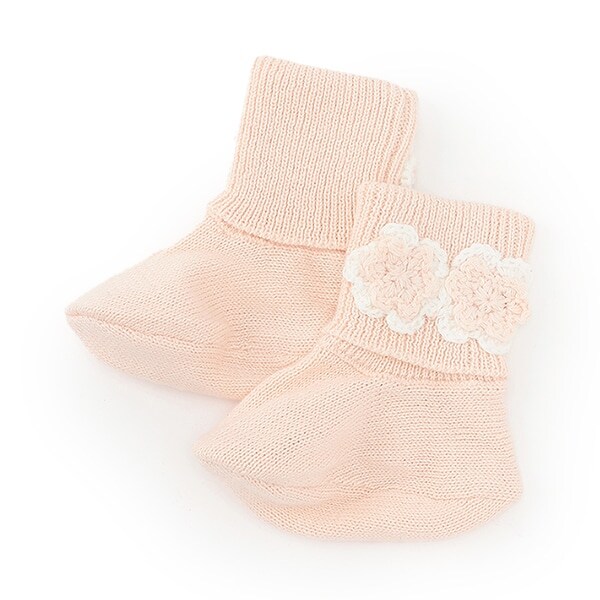 KP(ケーピー)編み花付きニットブーティ(9～11)