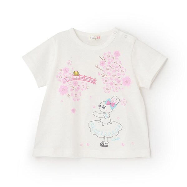 日本製/桜mimi半袖Tシャツ(80-90cm)