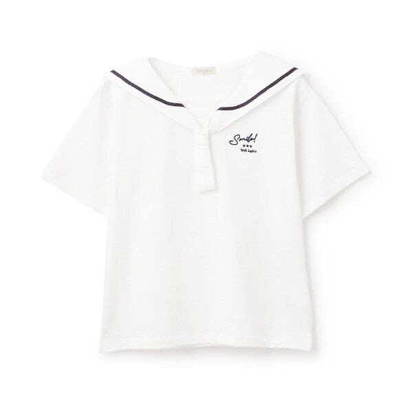 刺しゅうセーラーカラー半袖Tシャツ