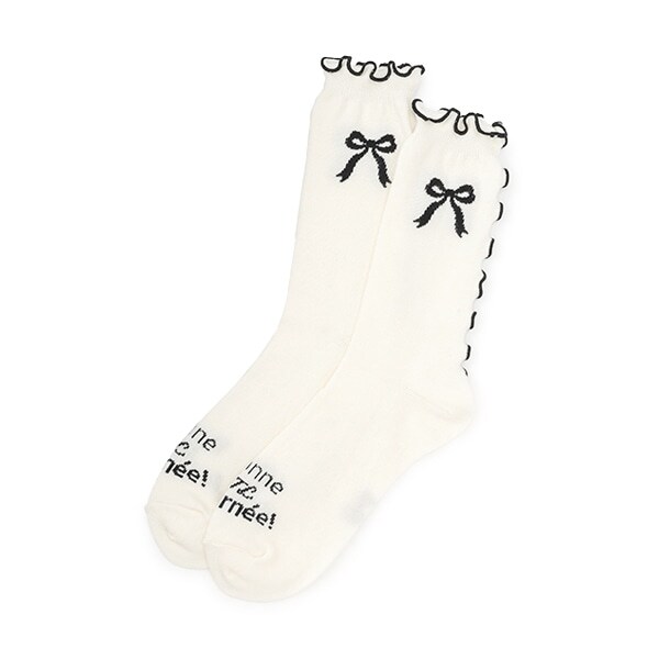 リボンモチーフクルーソックス