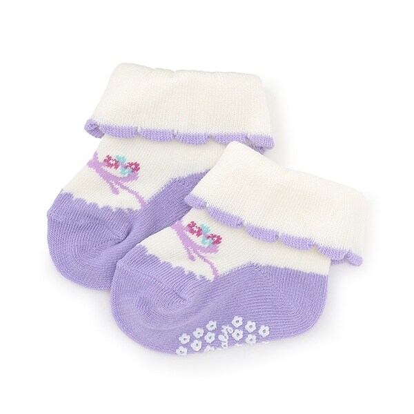 日本製/折り返しスカラップリボンシューズソックス