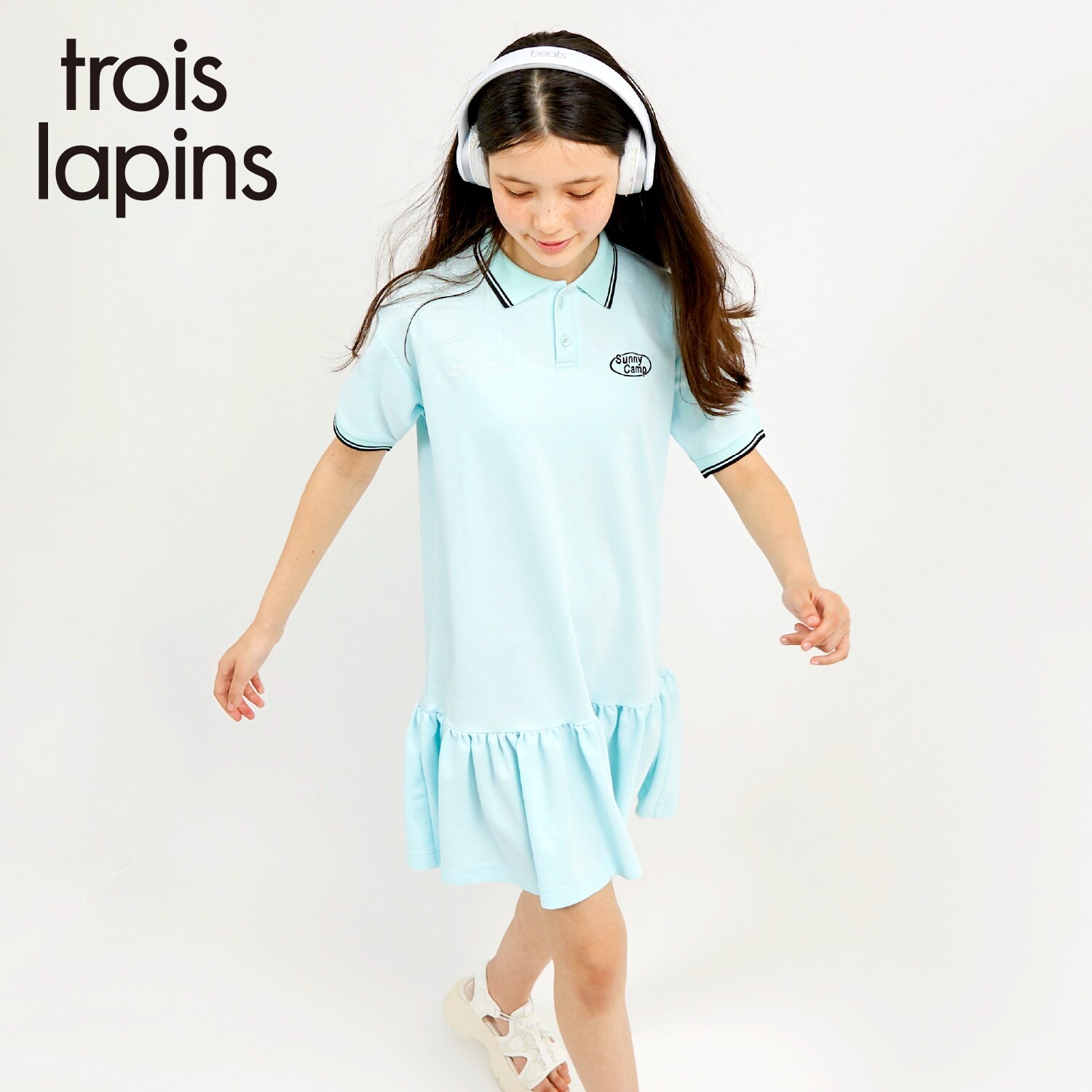 trois lapins (トロワラパン) ポロ衿ワンピース