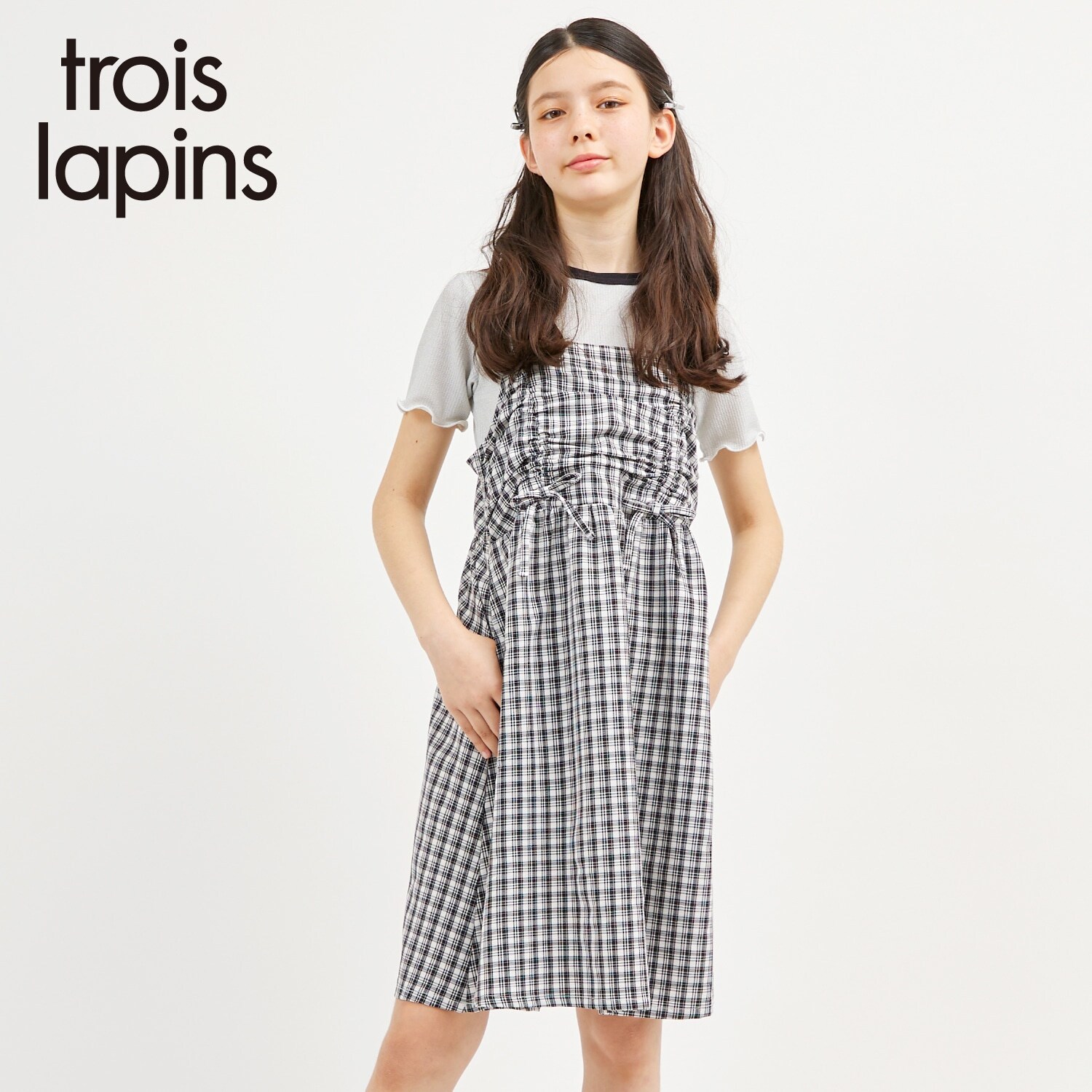 trois lapins (トロワラパン) ダブルギャザー キャミワンピ