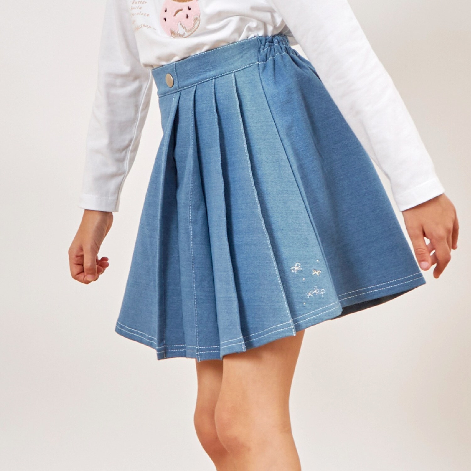 ニットデニム プリーツ ラップキュロット