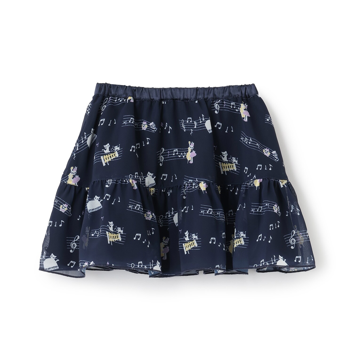 音符柄プリント シフォン スカート