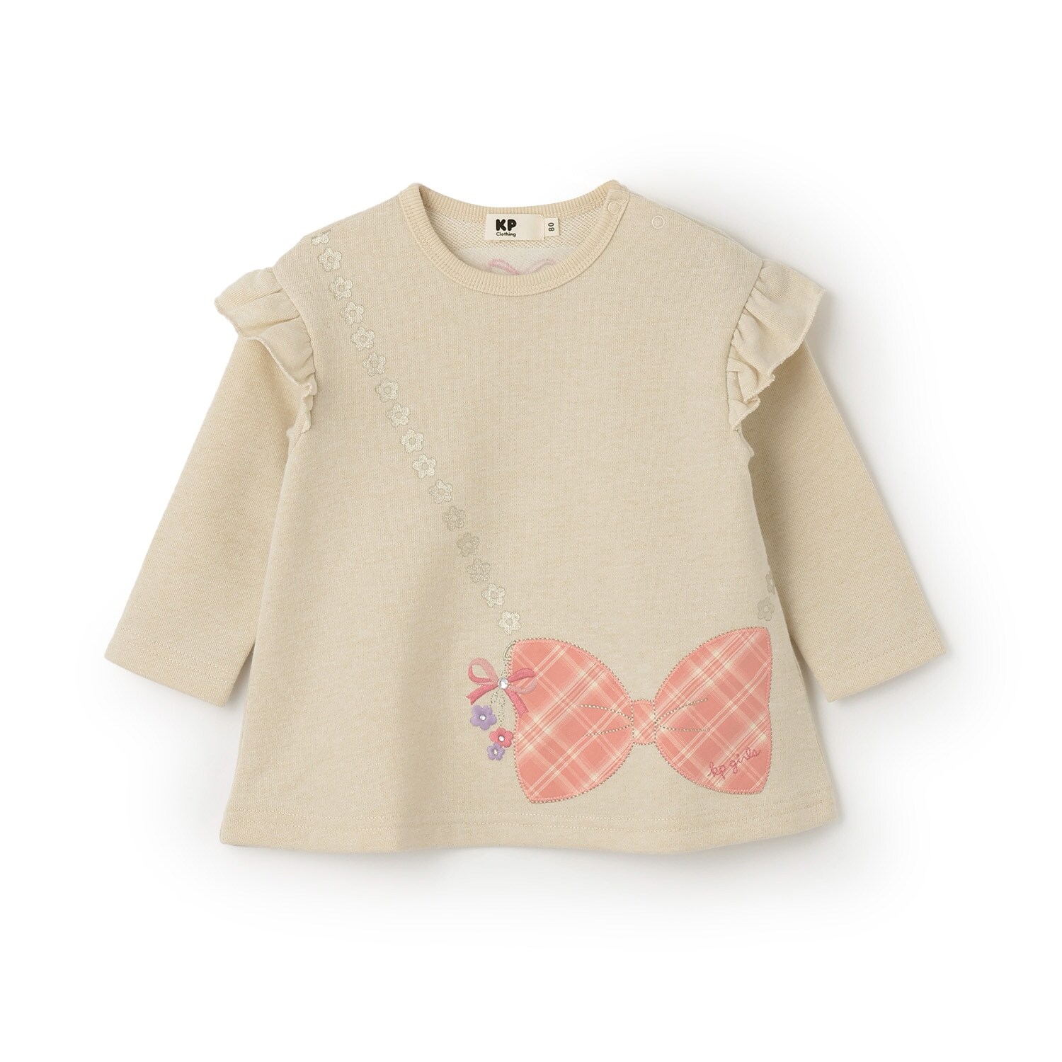 ポシェット風アップリケ ラメ裏毛チュニック