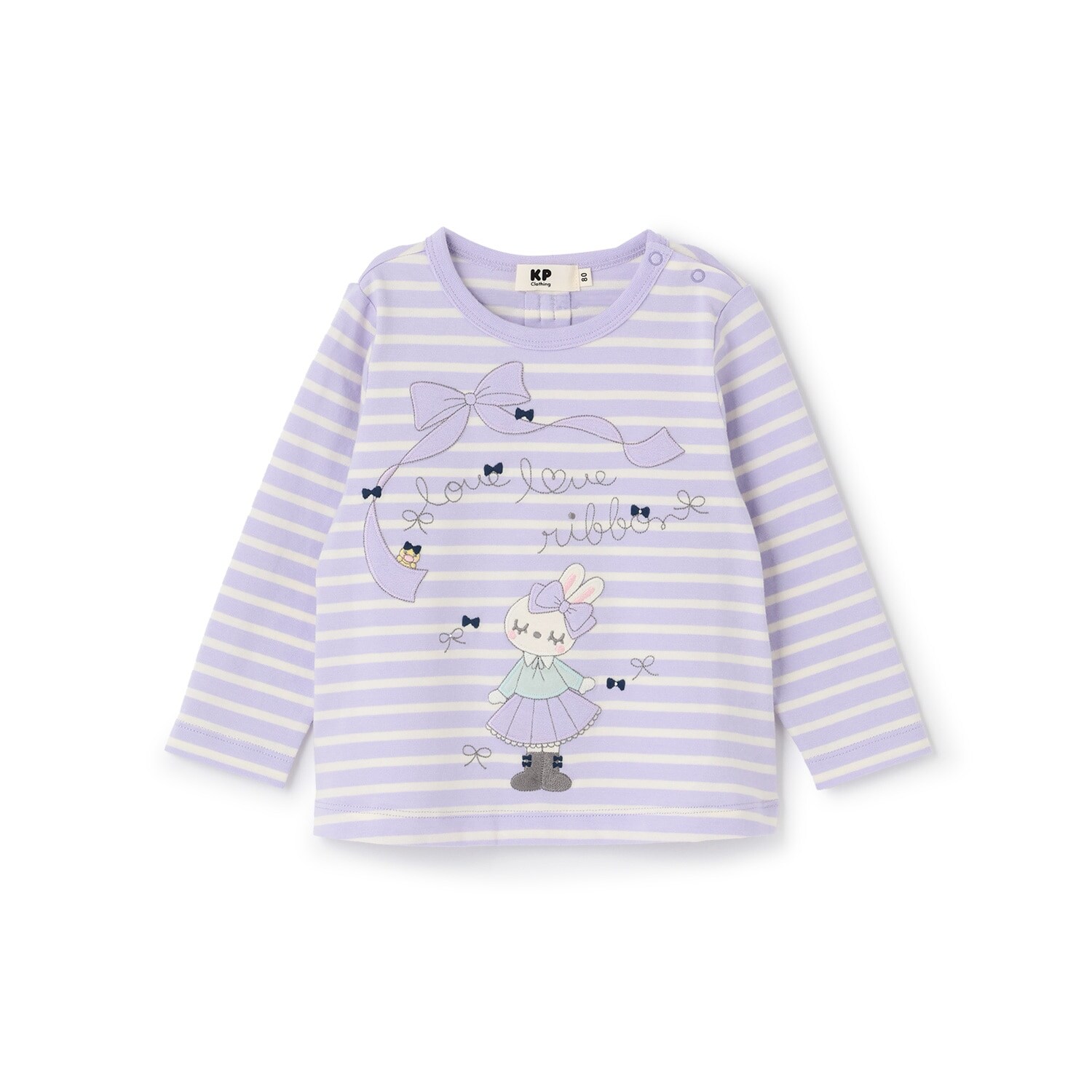 mimiちゃんアップリケ ボーダー長袖Tシャツ
